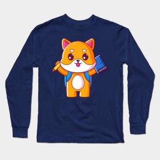 Cute shiba inu go to school Long Sleeve T-Shirt